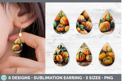 Fall Pumpkins Teardrop Earring | Sublimation Designs Bundle