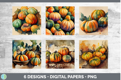 Fall Pumpkins Backgrounds | Digital Scrapbook Papers