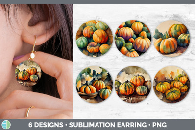 Fall Pumpkins Round Earring | Sublimation Designs Bundle