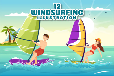 12 Windsurfing Sport Illustration