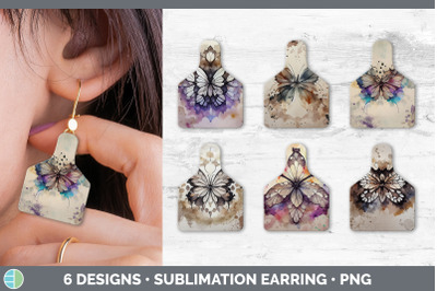 Butterfly Cow Tag Earring | Sublimation Cattle Ear Tag