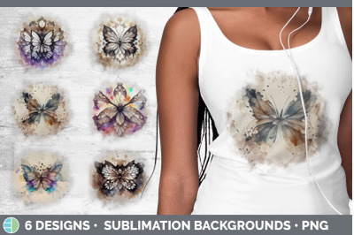 Watercolor Butterfly Background | Grunge Sublimation Backgrounds