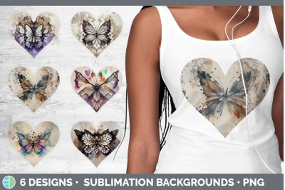 Watercolor Butterfly Hearts Clipart | Sublimation Designs