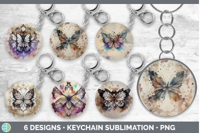 Watercolor Butterfly Keychain Bundle | Keyring Sublimation Designs