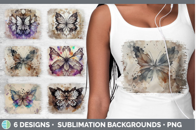 Watercolor Butterfly Distressed Sublimation Background Panel