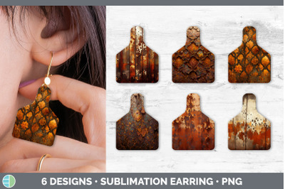 Rust Cow Tag Earring | Sublimation Cattle Ear Tag