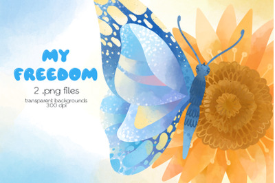 Butterfly on Sunflower - PNG Files