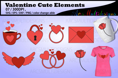 Valentine cute elements