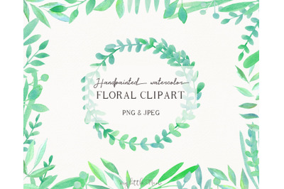 Green floral clipart watercolor PNG #c17