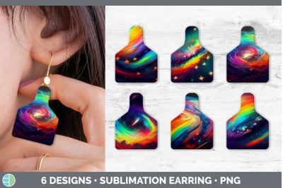 Galaxy Cow Tag Earring | Sublimation Cattle Ear Tag