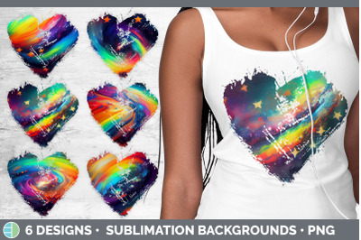 Rainbow Heart Distressed Clipart | Sublimation Designs