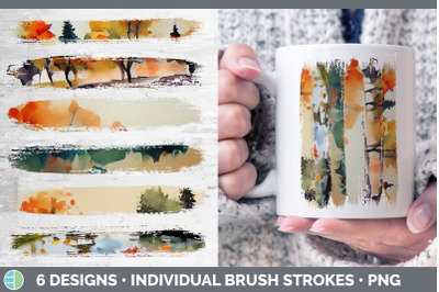 Autumn Trees Brush Strokes PNG | Sublimation Designs