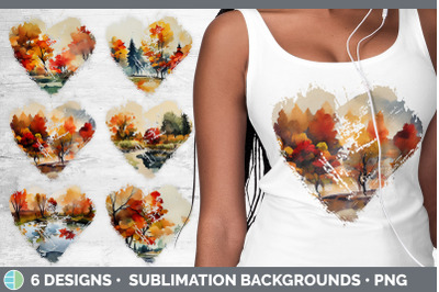 Autumn Trees Heart Distressed Clipart