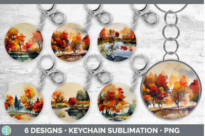 Autumn Trees Keychain Bundle | Keyring Sublimation Designs