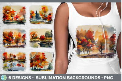 Autumn Trees Distressed Sublimation Background Panel