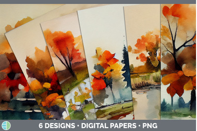 Autumn Trees Backgrounds | Digital Scrapbook Papers