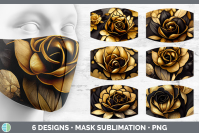 Black and Gold Rose Mask | Sublimation Bundle Face Mask Designs