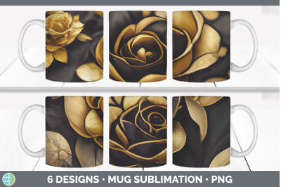 Black and Gold Rose Mug Sublimation