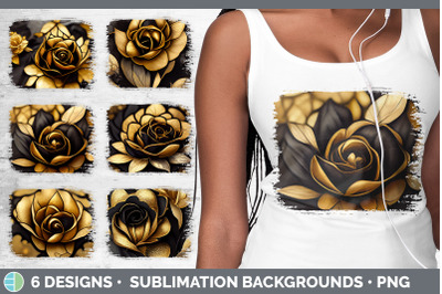 Black and Gold Rose Distressed Sublimation Background Panel