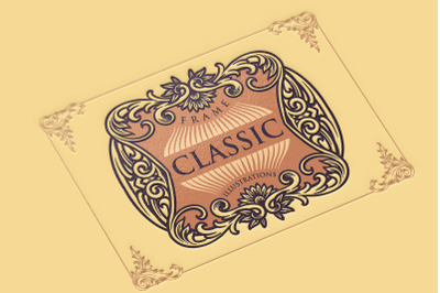 Classic label swirls ornament svg