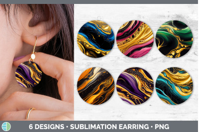 Marble Agate Round Earring | Sublimation Designs Bundle