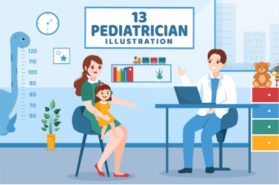 13 Pediatrician and Baby Illustration