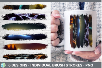 Waterfall Landscape Brush Strokes PNG | Sublimation Designs