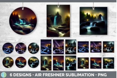 Waterfall Landscape Air Freshener | Sublimation Designs Bundle