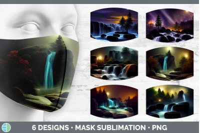 Waterfall Landscape Mask | Sublimation Bundle Face Mask Designs