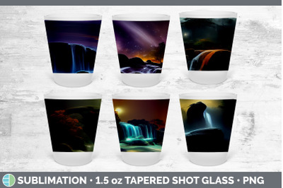 Waterfall Landscape Shot Glass Sublimation | Shot Glass 1.5oz Tapered