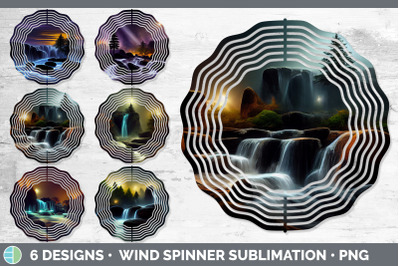 Waterfall Landscape Painted Wind Spinner | Sublimation Designs Bundle