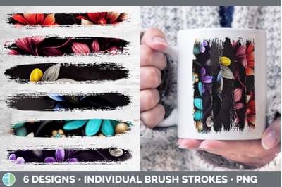 Flowers Brush Strokes PNG | Sublimation Designs