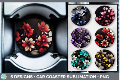 Flowers Car Coaster | Sublimation Designs Bundle