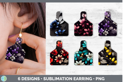 Flowers Cow Tag Earring | Sublimation Cattle Ear Tag