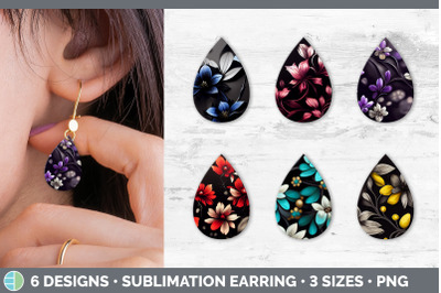 Flowers Teardrop Earring | Sublimation Designs Bundle