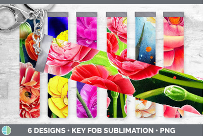 Ranunculus Flowers Key Fob | Wristlet Sublimation