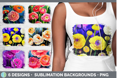 Ranunculus Flowers Distressed Sublimation Background Panel