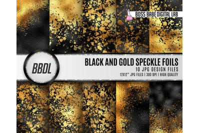 Black and Gold Speckle Foil Textures