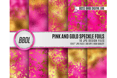 Pink and Gold Speckle Foil Textures