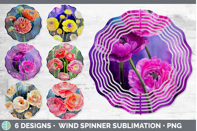 Ranunculus Flowers Wind Spinner | Sublimation Designs Bundle