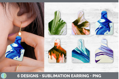 Watercolor Background Cow Tag Earring | Sublimation Cattle Ear Tag