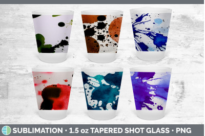 Watercolor Splatter Shot Glass Sublimation | Shot Glass 1.5oz Tapered