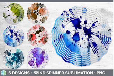 Watercolor Splatter Wind Spinner | Sublimation Designs Bundle