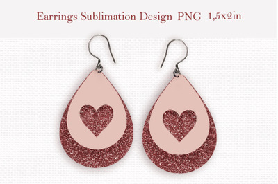 Valentines day teardrop sublimation earrings design