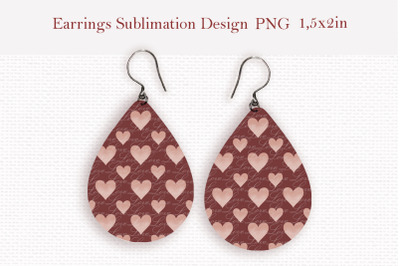 Valentines day teardrop sublimation earrings design