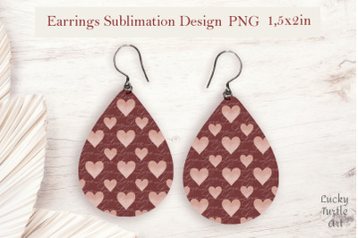 Valentines day teardrop sublimation earrings design