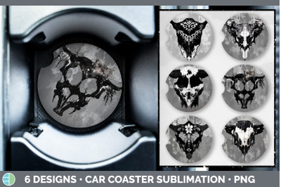 Cow Skull Car Coaster | Sublimation Designs Bundle