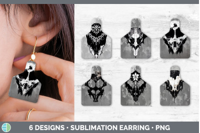 Cow Skull Cow Tag Earring | Sublimation Cattle Ear Tag