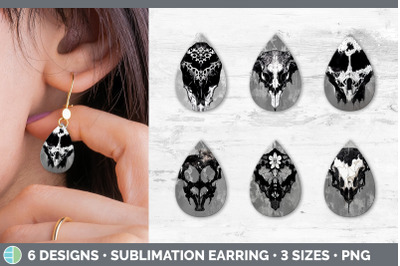 Cow Skull Teardrop Earring | Sublimation Designs Bundle