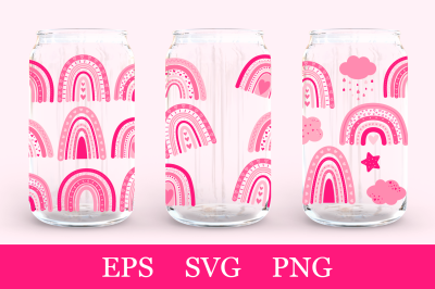 Rainbow Can Glass. Valentines Rainbow Can Glass sublimation